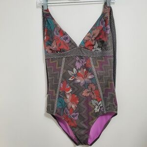 Prana 1 piece halter swim suit. Size Large.